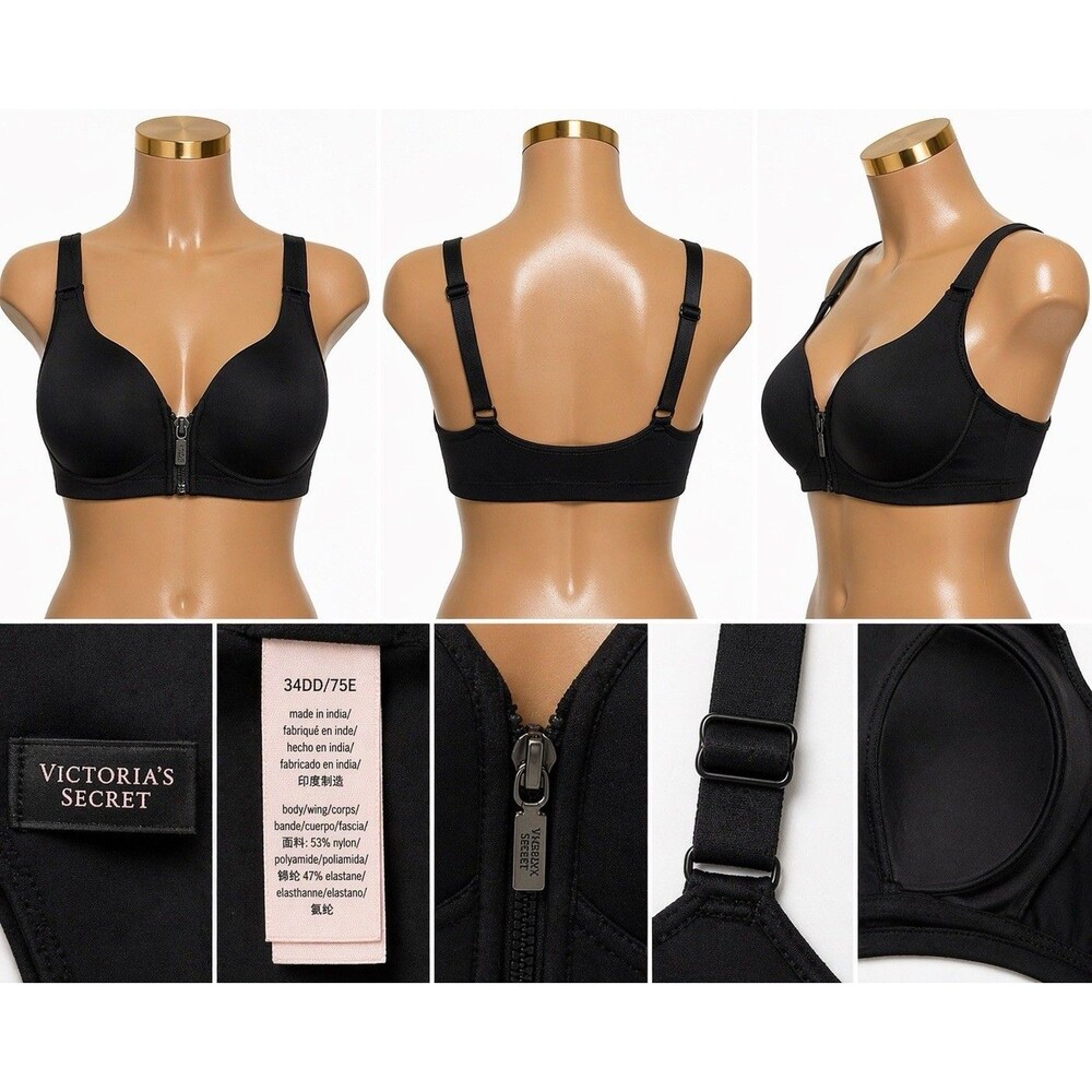 Victoria's Secret Black 34DD Push Up Full Coverage Underwire Support Adjustable